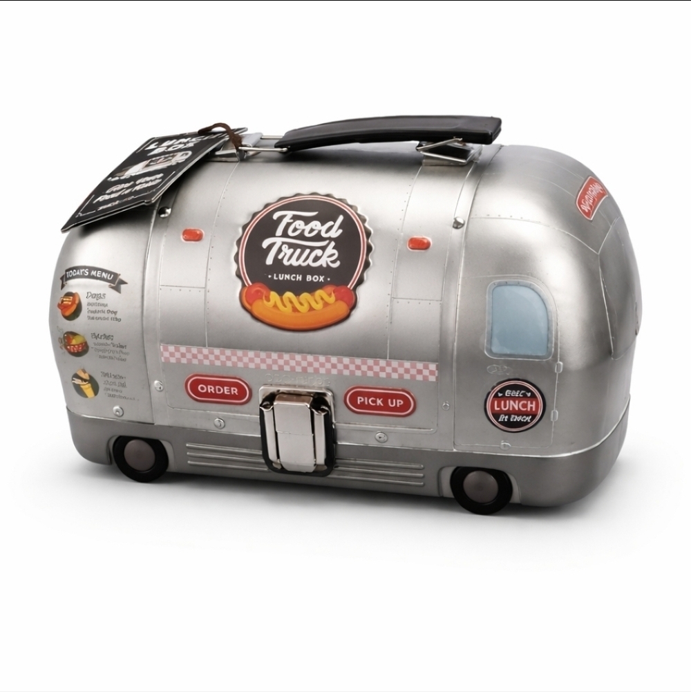 Suck UK Food Truck Lunch Box Tin Retro Camper Van Metal Lunchbox NWT